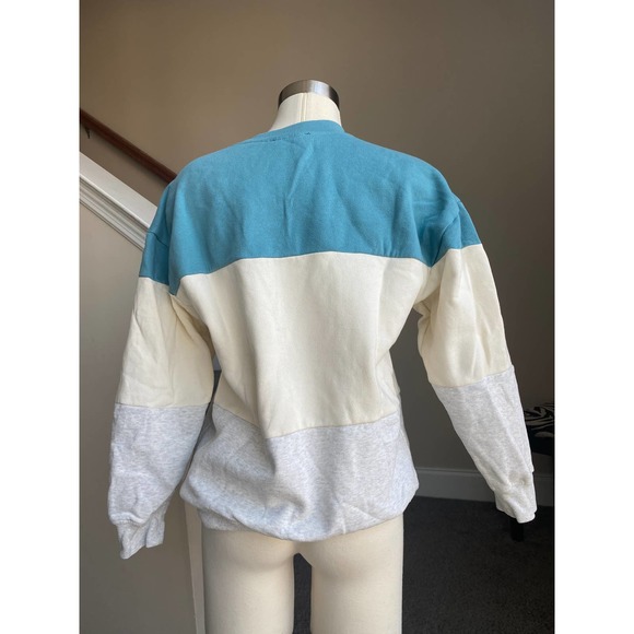 Forever 21 color block (teal/cream/heather gray) crewneck sweatshirt, Size Med - Picture 5 of 11